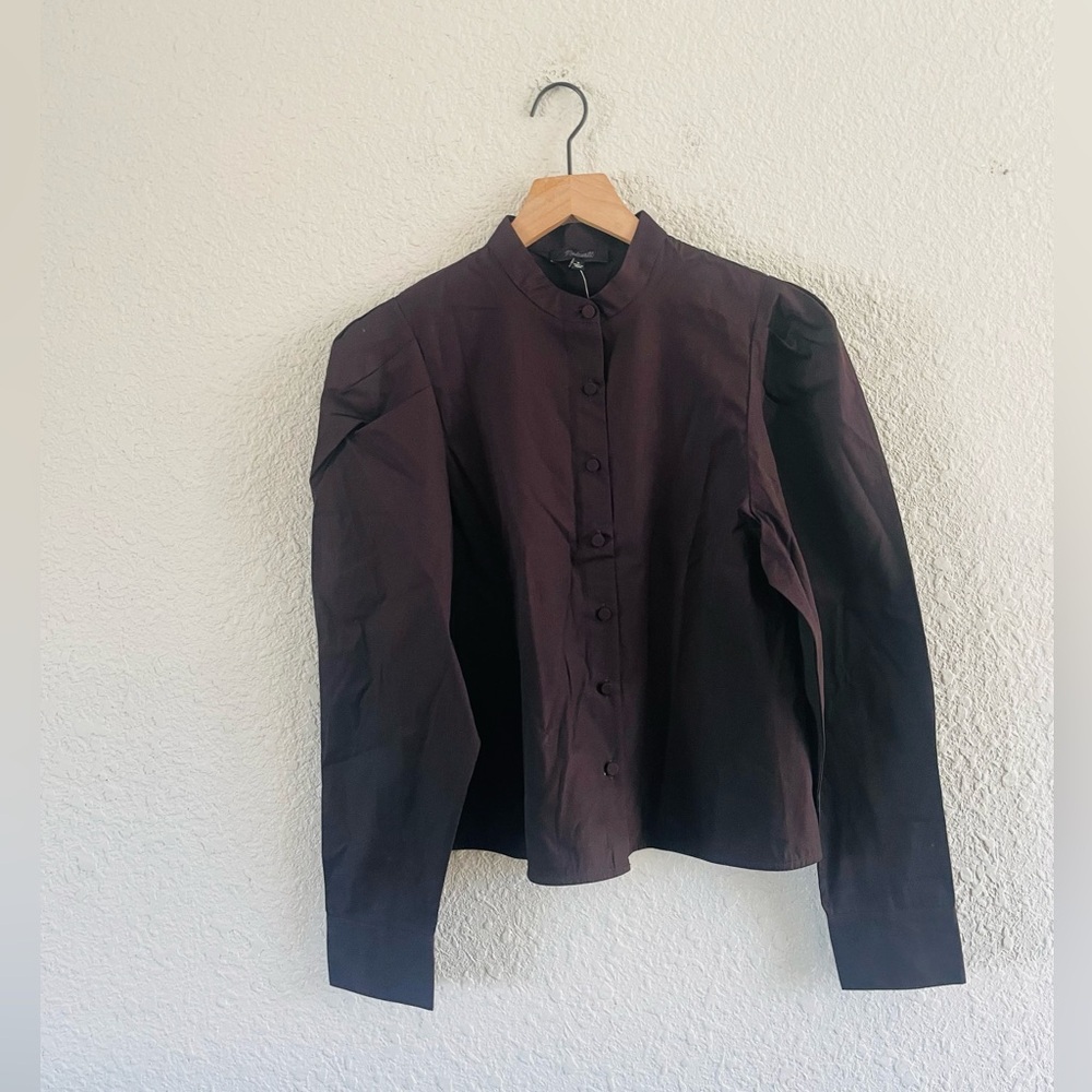 Madewell Black Button-Up Puff Shoulder Blouse